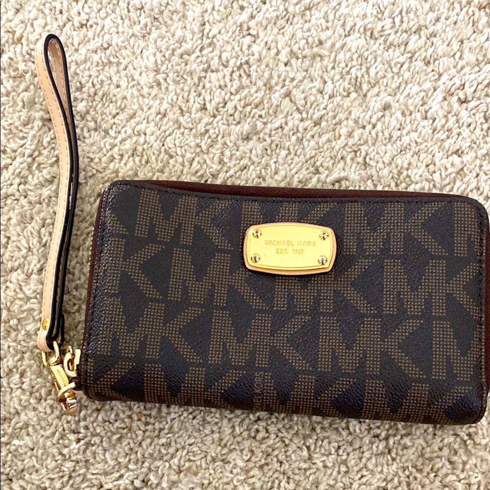 Michael Kors Monogram Brown Wristlet